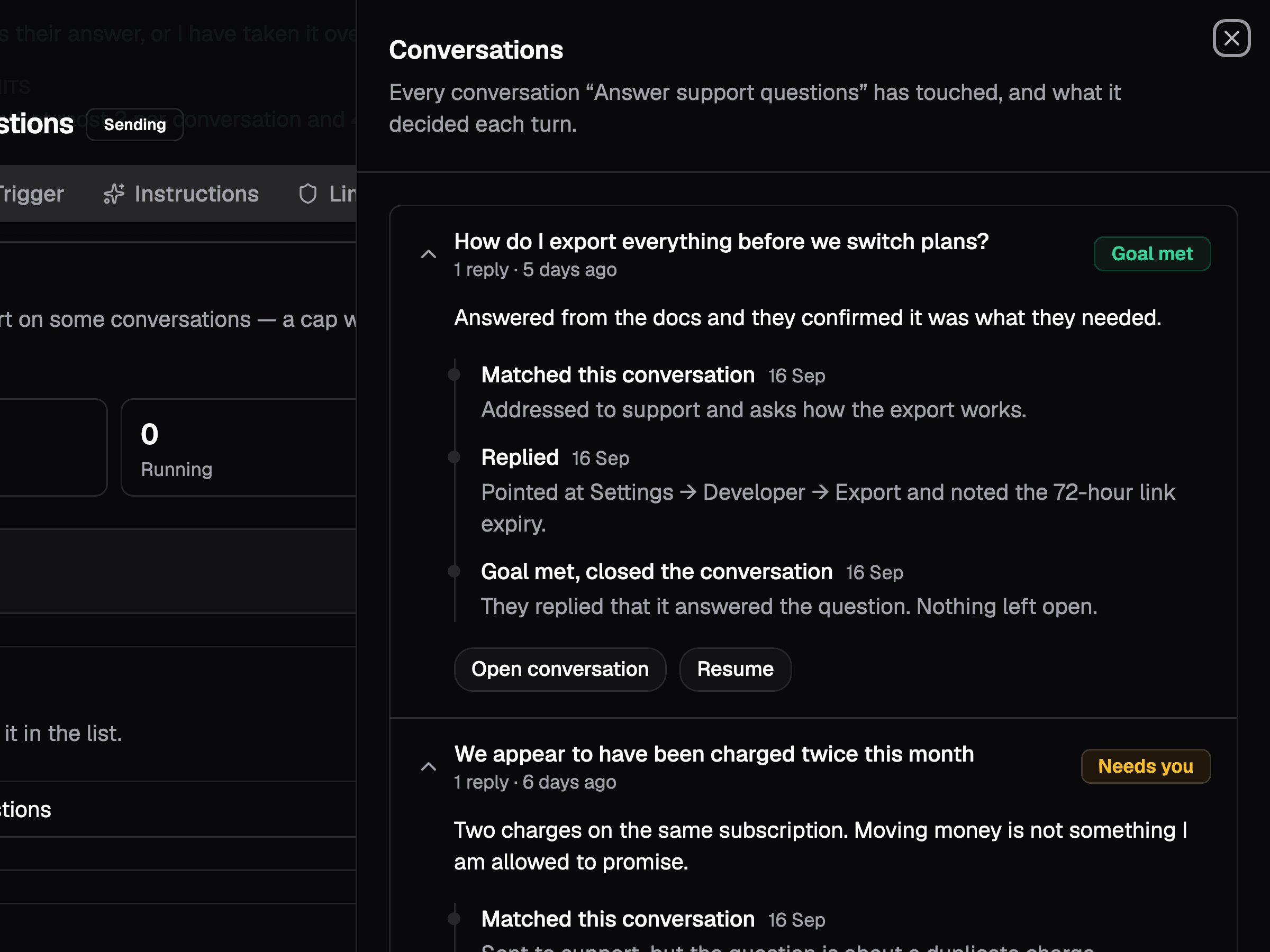 Customer support workflow in LaterOn