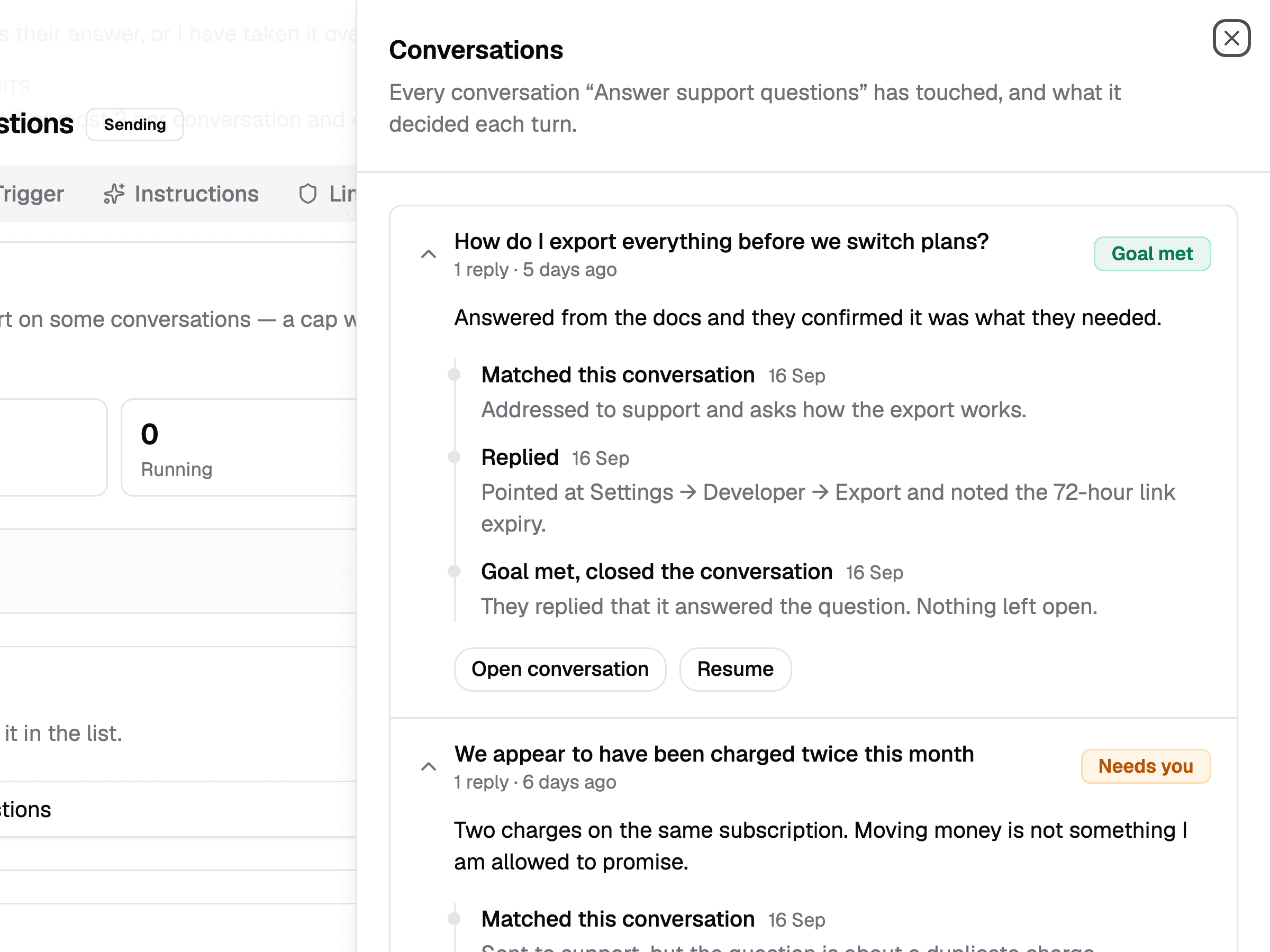 Customer support workflow in LaterOn